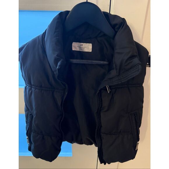 H&M Kids Padded Gilet Quilted Sleeveless Full Zip Puffer Vest Black Size 8-10 - Picture 5 of 8